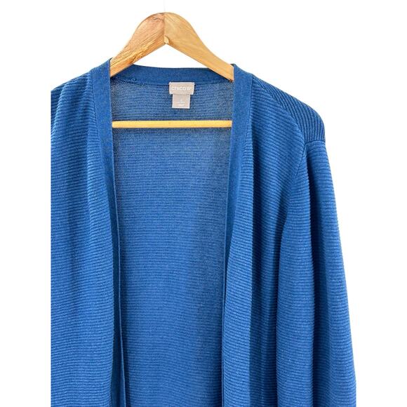 Chico’s‎ Cardigan Women’s 2 US Large Blue Knit Open Front Lightweight - Picture 6 of 9